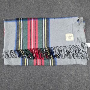 Nido Notte Throw Blanket 50x49 Grey Plaid Cotton Blend Made in Italy